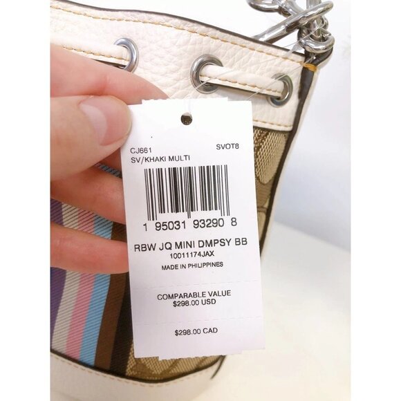 Coach CJ661 Mini Dempsey Bucket Bag In Signature Jacquard With Rainbow Stripe - Picture 6 of 6